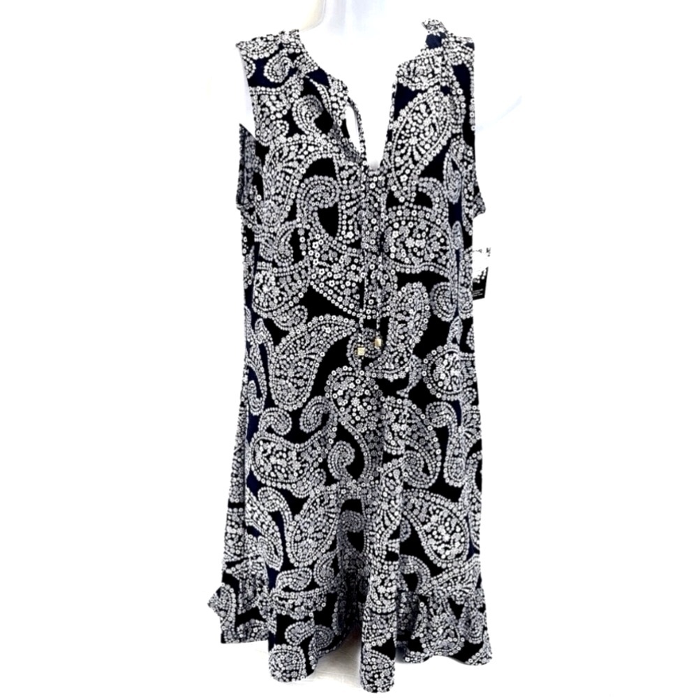 MICHAEL Michael Kors Navy and White Paisley Dress